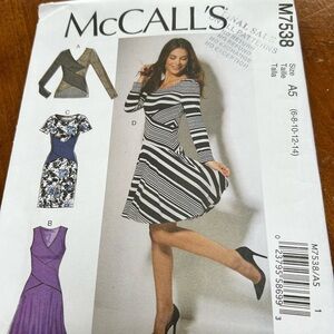 McCall's M7538 6 to 14- Pattern Misses' Crossover-Band Top and Dresses - uncut
